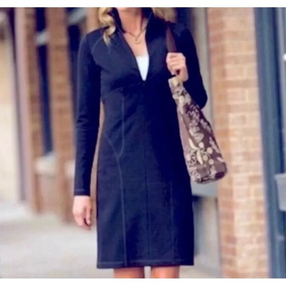 Athleta Casual Long Sleeve Knee Length Activewear Cassidy Dress Blue Size Small - Picture 2 of 14